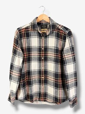 Portuguese Flannel Arc Flannel Shirt Size M Black Red Plaid Long Sleeve Cotton